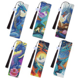 Legend Dragon Diamond Art Bookmarks - 6 Pcs DIY Legend Animal Dragon Diamond Painting Bookmarks with Tassels Great Gift Set for Book Lovers Beginners & Adults Generic