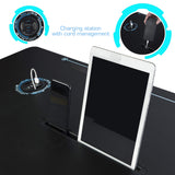 Atlantic Viper 3000 Gaming Desk – Single Laminated Surface, Heavy-Duty Steel X-Legs, Integrated LED, 3 USB 3.0 Ports, Smart Device Slot, Surge Protector Tray, Headset Hooks, PN 33906164 - Black Atlantic