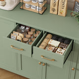 HORSTORS 55" Buffet Cabinet with Storage, Kitchen Buffet Sideboard with Drawers, Large Storage Cabinet with Doors and Shelves, Modern Farmhouse Coffee Bar for Kitchen, Dining Room, Living Room, Green HORSTORS