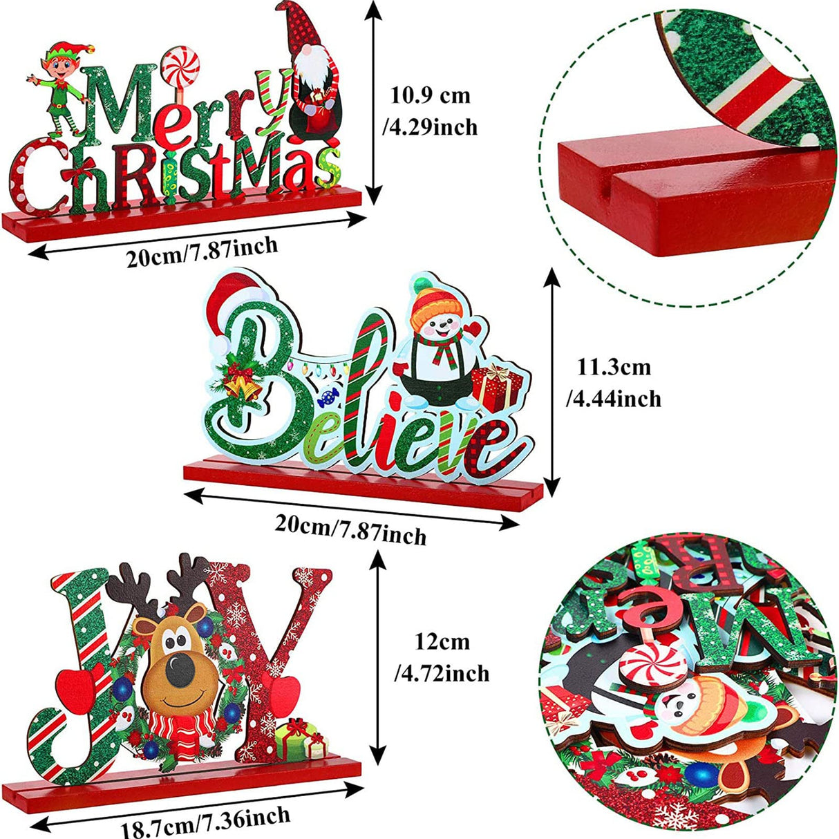 Blulu 3 Christmas Table Centerpiece Decoration Merry Christmas Tabletop Wooden Sign Snowman Sign Farmhouse Centerpieces for Christmas Holiday Party Indoor Decorations(Chic Style) Blulu