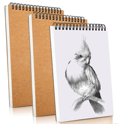 Mixed Media Sketch Pad,5.5" x 8.5" Spiral Bound (98lb/160gsm), 90 Sheets, Pack of 3, Durable Acid Free Sketchbook Hardcover Sketchbook, for Wet and Dry Media, Drawing, Painting (3 Pack- 5.5"X8.5")