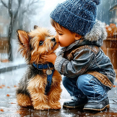 MAXBYE Diamonds Painting Kits for Adults, Cute Dog and Its Partner Diamond Art Kit for Beginners, DIY Animal Dog Round Full Diamond Gems Create Wall Art Decorations and Gifts 12x12 inch