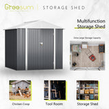 Greesum Metal Outdoor Storage Shed 6FT x 4FT, Steel Utility Tool Shed Storage House with Door & Lock, Metal Sheds Outdoor Storage for Backyard Garden Patio Lawn (6' x 4'), Gray Greesum
