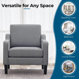 VINGLI Mid Century Modern Accent Chair,Light Grey Fabric Chairs for Living Room Upholstered Armchair with Scooped Arms for Bedroom,Apartment,Studio,Office,Waiting Room VINGLI