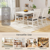 Giantex Wood Dining Chairs Set of 2, Farmhouse Kitchen Chairs with Solid Wood Frame, Max Load 355 Lbs, Armless Upholstered Dining Side Chairs with Cushion Seat, Slat Back Dining Room Chair, White Giantex