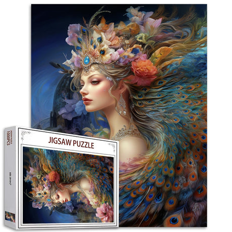 Tucocoo 1000 Piece Jigsaw Puzzles for Adults Fairy Woman Feather Painting Puzzle Beautiful Flowers Girl Art Puzzles for Challenging Family Activity Game Colorful DIY Puzzle Wall Decor Gifts Tucocoo