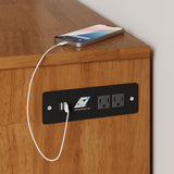 AFI, Marion Queen Wood Murphy Bed Chest with 6" Mattress, Storage Drawer, & Built-in Charger, Light Toffee AFI