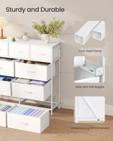 SONGMICS Dresser for Bedroom, Chest of Drawers, Steel, MDF, 9 Non-Woven Fabric Drawers, Storage Organizer Unit, Closet, Entryway, Cloud White and Snow White LGS324W01S SONGMICS