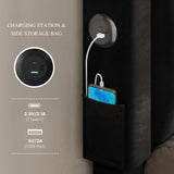 DWVO King Size Bed Frame with Adjustable Headboard, 4 Storage Drawers and RGB LED Lights, Velvet Upholstered Platform Bed with USB Ports, No Box Spring Needed, Fast Assembly, Noise-Free, Black DWVO