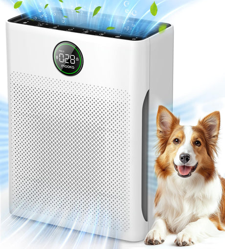 Air Purifiers for Home Large Room up to 2200sq.ft, MOOKA Air purifier for Home Pets with Washable Filter, PM 2.5 Display Air Quality Sensor Air Cleaner for Bedroom, Dorm room, Pets, Office, PR1 MOOKA