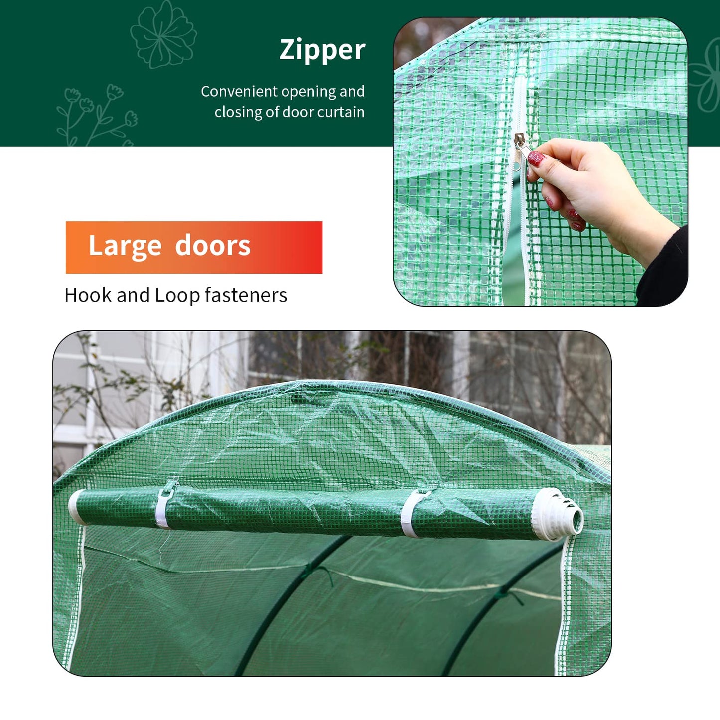 Portable Greenhouse 10'xW7'xH7' Green House Large Walk-in Greenhouses for Outdoors Greenhouse Plastic with Observation Windows and Rolling-up Door