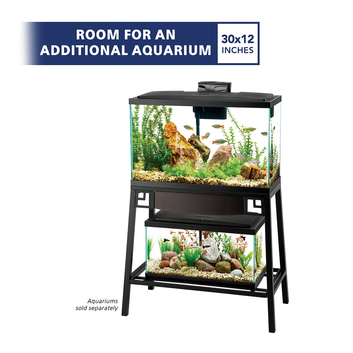 Aqueon Metal 20 Gallon Long/29 Gallon High Fish Tank Aquarium Stand, 30" L x 12" W x 28.25" H Aqueon