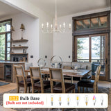 Farmhouse Chandeliers for Dining Room 6 Lights, Distressed White Wood French Country Chandelier, Rustic Chandeliers Farmhouse for Bedroom Living Room Foyer BYKWRTV