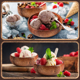 Skylety Acacia Wooden Bowls Small Calabash Bowls Round Wood Salad Hand Carved Calabash Dip Tray for Serving Popcorn Pasta Candy Cereal Coconut Nuts Sauce Appetizers Kitchen(10 Pcs,4 Inch) Skylety