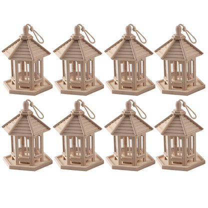 9.5" Wooden Gazebo bird feeder by Make Market - Unfinished Hanging Birdhouse Made of 100% Wood, Outdoor Nesting Boxes - Bulk 8 Pack