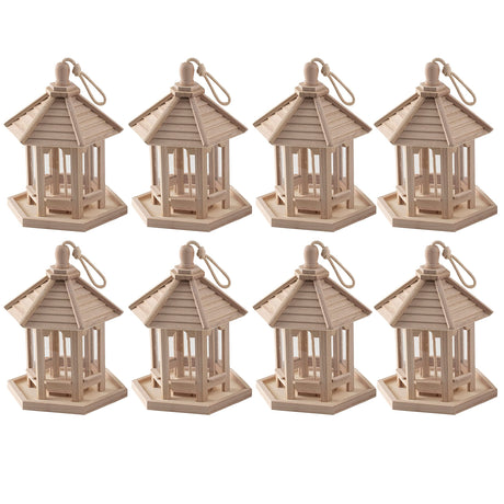 9.5" Wooden Gazebo bird feeder by Make Market - Unfinished Hanging Birdhouse Made of 100% Wood, Outdoor Nesting Boxes - Bulk 8 Pack Make Market