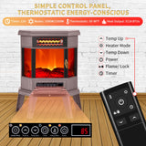 RealSmart Electric Fireplace Heater 22 in Freestanding Fireplace Stove Infrared Fireplace with 3D Flame Effect Remote Control, Timer, Overheating Protection Heater for Indoor Use Brown RealSmart