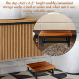 FANATU Wooden Two Step Stool - Heavy Duty One Step Stool for Adult and Kids - Holds up to 500Lb for Kichen/Bathroom/Bedside Step Stool (Acacia) FANATU