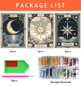 Axquilon 3 Pack Diamond Art Kits for Adults, Tarot Diamond Painting Kits for Adults Beginner, DIY 5D Full Drill Gem Art for Home Wall Decor 12x16 inch Axquilon