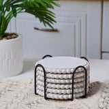 GENMOUS 6 Pack Farmhouse Wooden Bead Coasters with Metal Holder for Coffee Table Decor, Round Handmade Cup Coasters Set for Drinks Absorbent, Rustic Cute Coasters for Home Kitchen Table Décor GENMOUS & CO.