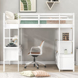 Multifunctional White Loft Bed with Desk, Storage, and Bookshelf by Harper & Bright Designs Harper & Bright Designs