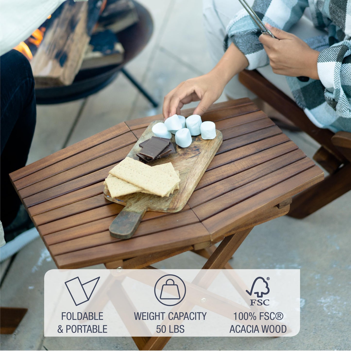 CleverMade Tamarack Folding Table - Outdoor Patio Furniture Accessory for Home Entertaining in the Patio, Backyard, and Deck, Cinnamon, Small