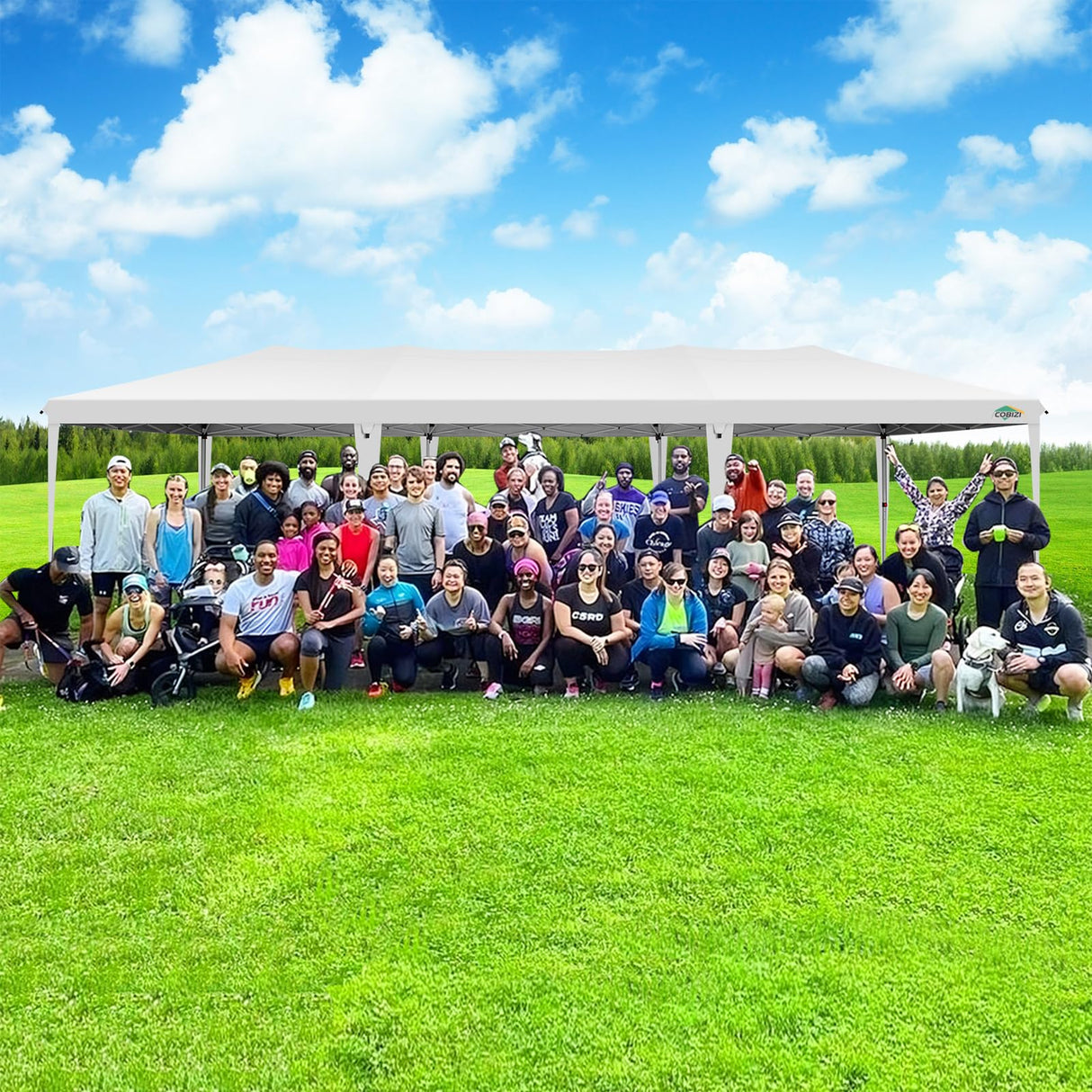 COBIZI 10x30 Pop Up Canopy Tent with Removable Sidewalls, Waterproof Portable Easy Up Canopy with Carry Bag, Instant Outdoor Shelter Tents for Parties, Events, Backyard Gatherings, Weddings, White COBIZI