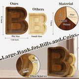 Personalized Large Wooden Kids Letter Piggy Bank Custom Name Coin Bank, (Laser Engraved Name) Wood Alphabet Letter Bank Money Box Birthday (B) ladenk