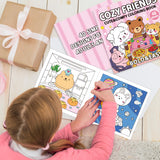 Cozy Friends: Coloring Book for Adults and Teens Featuring Super Cute Animal Characters with Easy and Simple Big Designs for Relaxation (Thick Lined Bold & Easy Coloring) Tesitehi