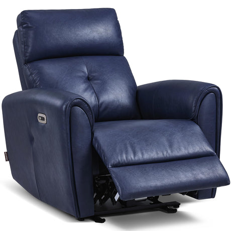 MCombo Power Small Recliners for Small Spaces, Modern Zero Wall Hugger Recliners Chair with Lumbar Support, USB and Charging Ports, FSC Certified, Faux Leather PR699 (Navy Blue) MCombo