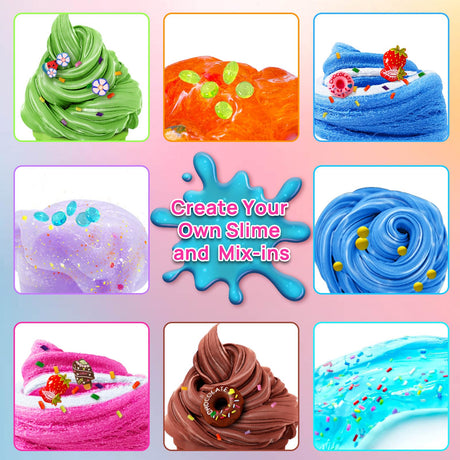YOPINSAND Ice Cream DIY Slime Kit for Girls, Glimmer Crunchy, Confetti Slime Making Kit for Girls, Butter, Foam, Cloud Slime with Add-ins, Foam Balls, Charms, Party Favors Gift Toys for Kids 6-12 YOPINSAND