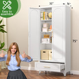 TIMELESS PIECES 75” Kitchen Pantry Storage Cabinet,Tall Storage Cabinet with Drawers and Adjustable Shelves,Modern Kitchen Hutch Cabinet,Freestanding Cupboard for Dining Room TIMELESS PIECES