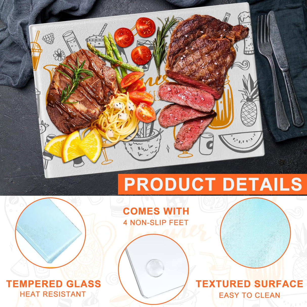 6Pcs Sublimation Cutting Board Blanks, 11x8 Inch Tempered Glass Sublimation Cutting Board Non Slip Glass Chopping Boards for Kitchen, Personalized Cutting Boards for Crafts DIY Gift ToBeAce