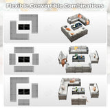 ovios Patio Furniture Set 12 Pieces Outdoor Sectional Sofa Set with Comfy Cushions and Deep Seat, Modern Modular Wicker Rattan Conversation Set, Beige ovios