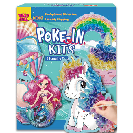 8 Packs Poke in Crafts Art Kits for Girl, Unicorn Mermaid Mess Free Kids' Paper Craft Kits, Birthday Gift for Girls 4 5 6 7 8 9 Years Old, DIY Presents, Mess Free Art Activity ATFUNSHOP