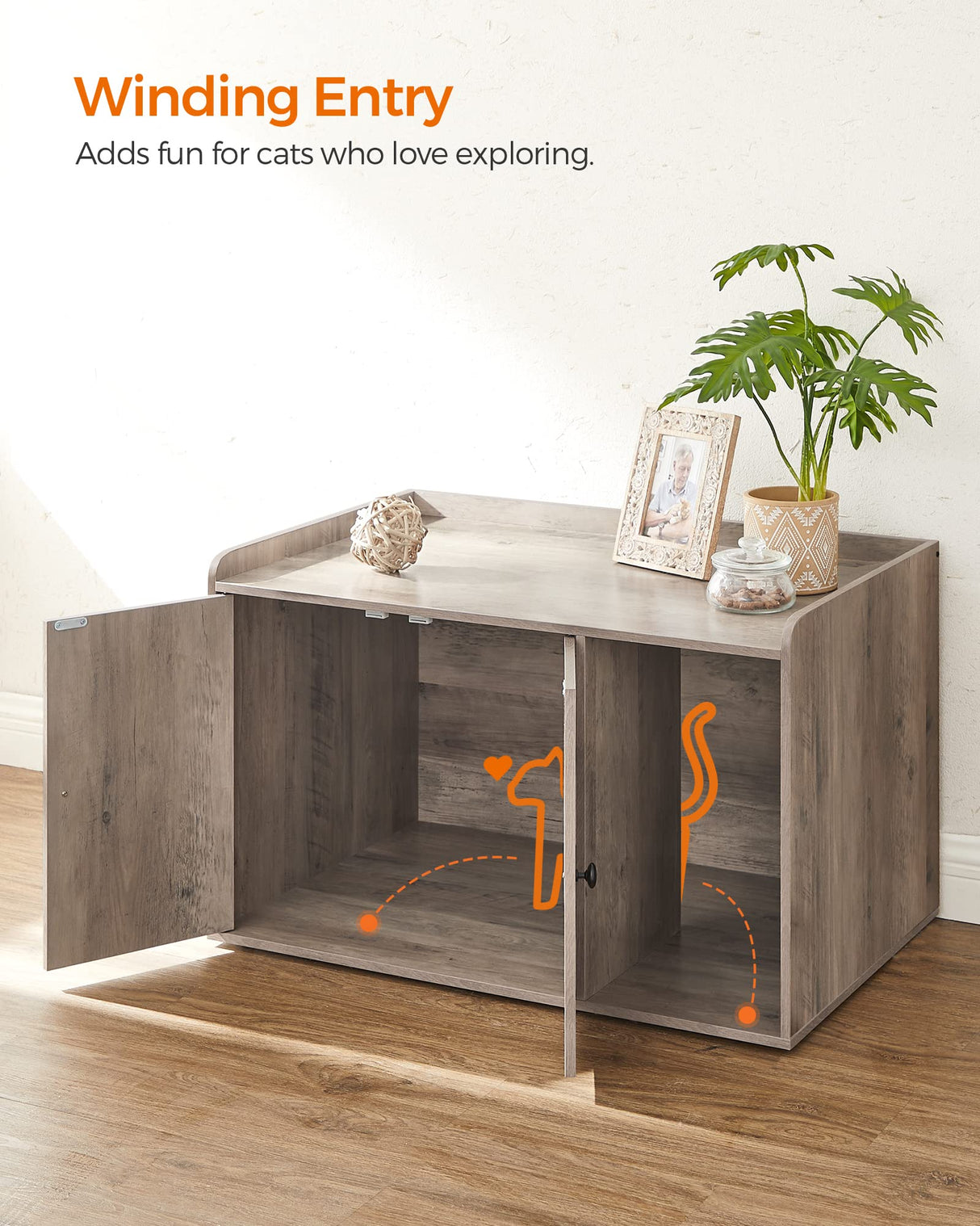 Feandrea Litter Box Enclosure, Cat Litter Box Furniture Hidden, with Front Entry, Modern Cat House for Indoor Cat, Kitty, Side End Table, 32.4 x 20.9 x 19.7 Inches, Greige UPCL001G01 Feandrea