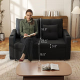 Krcix 3 in 1 Sofa Bed, 56 Inch Convertible Pull Out Couch, Loveseat Sleeper Sofa with Cup Holders, USB, Couch Bed for Living Room, Bedroom, Apartment, Black Krcix