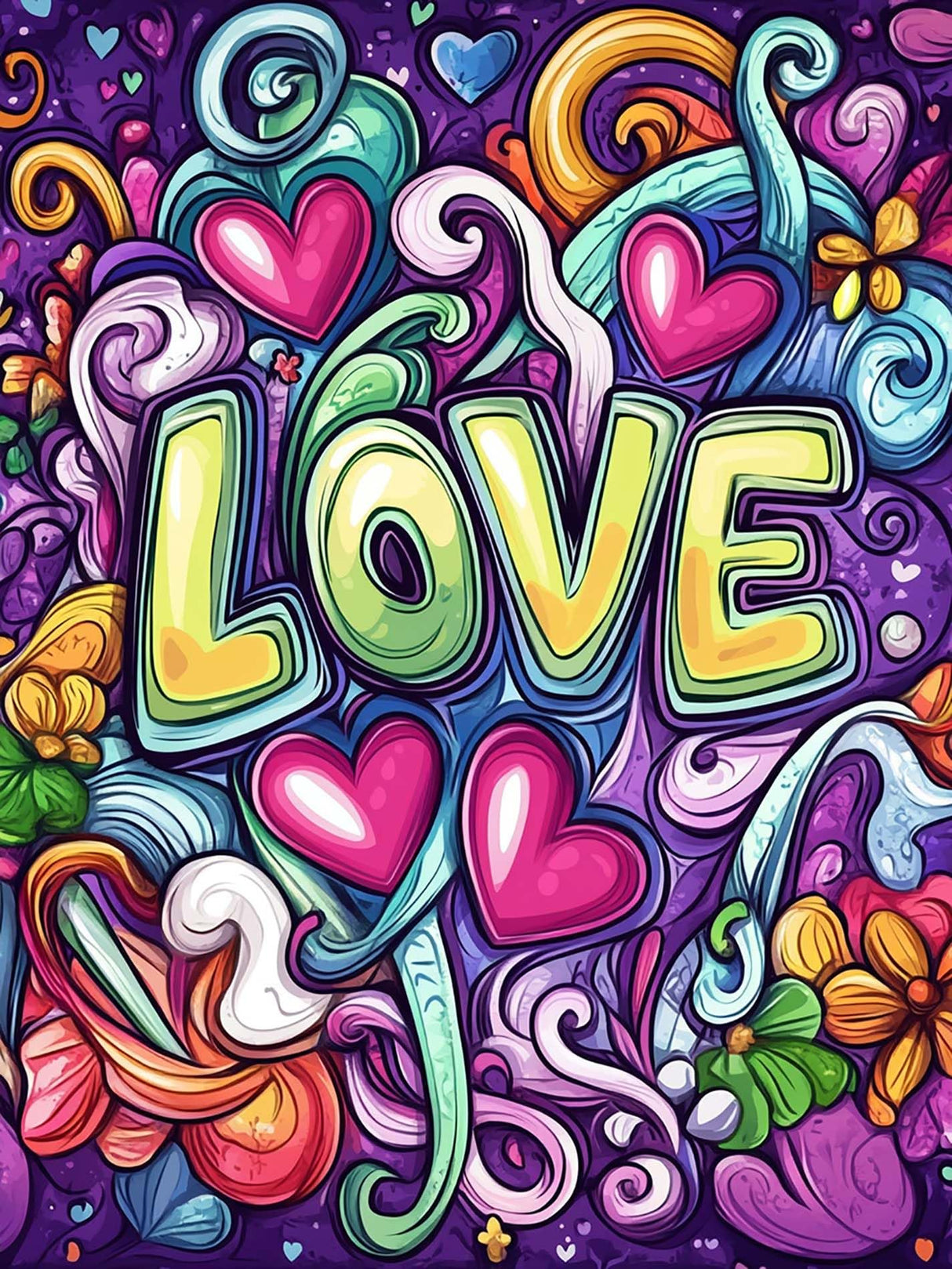 VAIIEYO 5D DIY Diamond Art Kits for Adults Love, Diamond Painting Letter, Diamond Art Full Drill Round Rhinestone Craft Canvas for Home Wall Decor Gift 12x16 inch-51 VAIIEYO