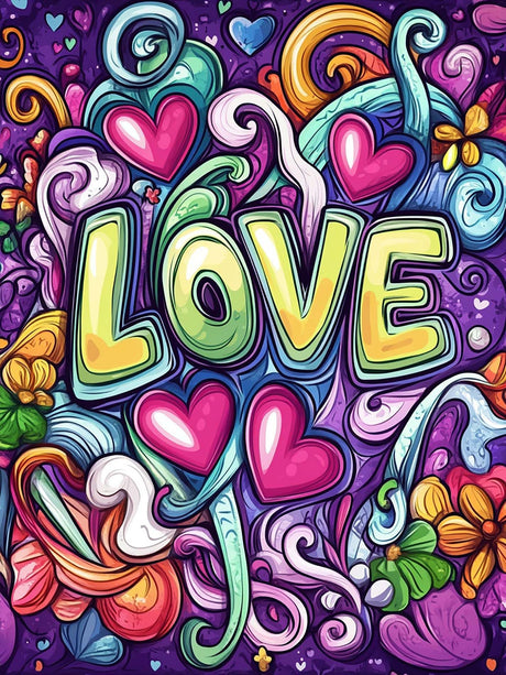 VAIIEYO 5D DIY Diamond Art Kits for Adults Love, Diamond Painting Letter, Diamond Art Full Drill Round Rhinestone Craft Canvas for Home Wall Decor Gift 12x16 inch-51 VAIIEYO