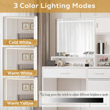 MIRROTOWEL Vanity Desk with Mirror and LED Light Strip,Dressing Table with Large Drawer, 3 Level Storage Dresser & 3 Lighting Modes Adjustable Brightness, Suitable for Bedroom MIRROTOWEL