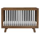 Babyletto Hudson 3-in-1 Convertible Crib with Toddler Bed Conversion Kit in Natural Walnut/Black, Greenguard Gold Certified babyletto