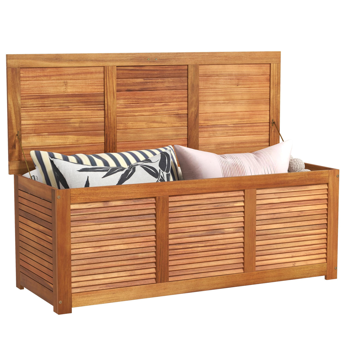 RELAX4LIFE Deck Box Acacia Wood, 46 Gallon Backyard Storage Bin Container for Patio Furniture Cushions, Pillows, Garden Tools, Pool Accessories, Wooden Porch Bench, Indoor Outdoor Storage Box (46 Gal) RELAX4LIFE
