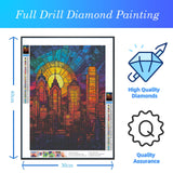 CDYCNXZ City Diamond Art Painting Crafts Stained Glass Pennsylvania Philadelphia Skyline Full Drill Round Diamond Art Paint by Number Kits for Wall Decoration 12x16 inch CDYCNXZ