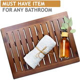Acacia Wood Shower Mat 24x18 Inches by Demigo, Luxury Bath Mat Non Slip for Bathroom Bathtub Shower Spa Garden Home, Wooden Floor Mat Square Large for Outdoor and Indoor Demigo