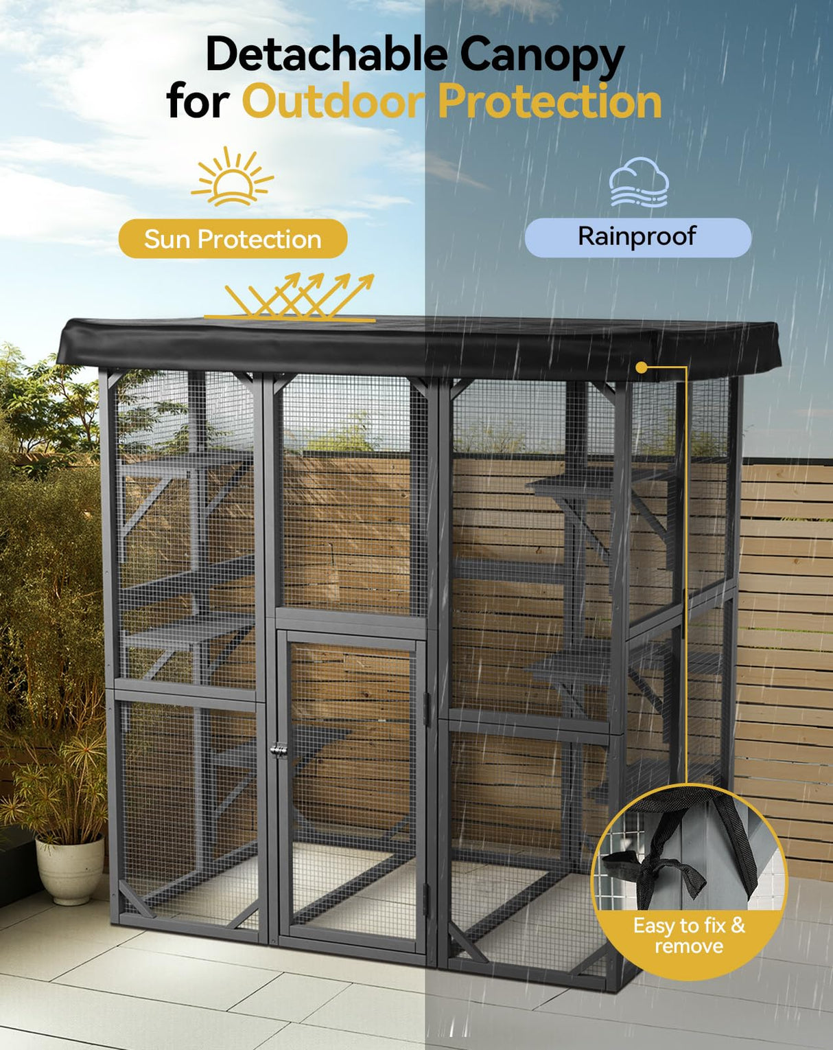 Catio Outdoor Cat Enclosure, 71" Large Cat House for Multiple Cats with Waterproof Roof, 3 Tier Cat Cage with 6 Platform for Patio, Yard, Graden PawGiant