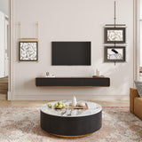 POVISON DONICY Fully-Assembled Minimalist Floating TV Stand, Modern Wall-Mounted Entertainment Center with 3 Drawers, Solid Wood, Walnut Veneer, 78" POVISON DONICY