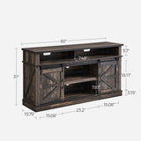 KBCLN Rustic Brown TV Stand for 65 Inch TVs, Sliding Barn Door Farmhouse Entertainment Center, Adjustable Shelves Media Console Table for Living Room KBCLN