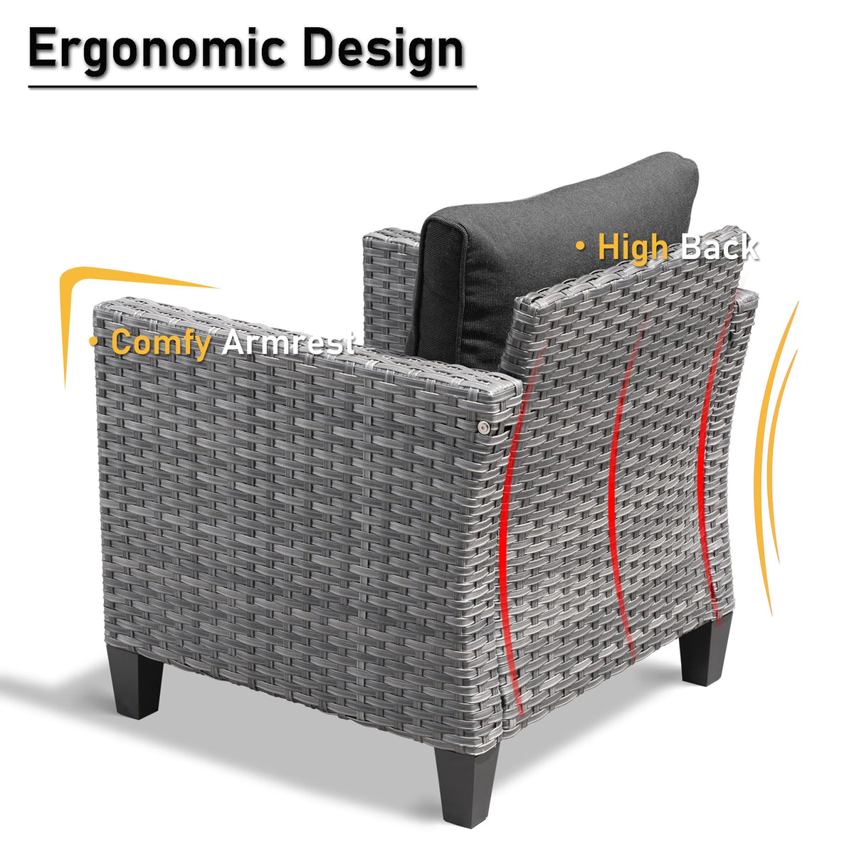 HOOOWOOO Wicker Patio Conversation Sets,8 Piece Outdoor Furniture Set with Swivel Rocking Chairs,All Weather Resistant Modern Outside Out Door Rattan Couch Chairs Side Table Set,Black HOOOWOOO