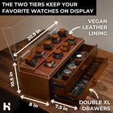 Holme & Hadfield Premium 17-Slot Wooden Watch Display Case – Extra Large Handcrafted Men’s Watch Box with Two Drawers – Father’s Day Gift for Crazy Collectors – Luxury Built to Last Holme & Hadfield