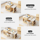 IRONCK 78.7" Kitchen Island with Extendable Dining Table & Storage for 2-6, with Motion-Sensor LED Tempered Glass Cabinet, Charging Station, Spice Racks, Quartz Laminate Top for Dining Room (Oak) IRONCK